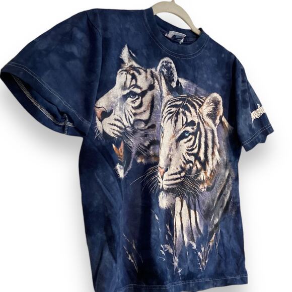 Unisex Vintage Y2K Aquarium Tie Die White Tigers White Stitch T Shirt Size Small - Picture 3 of 16